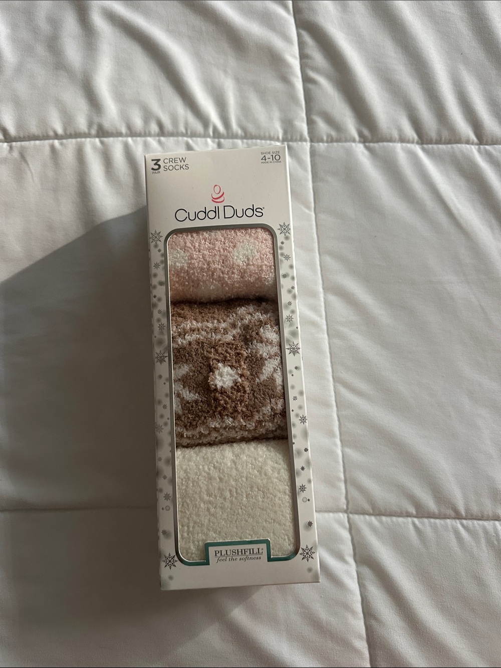 Cuddl Duds 3-Pack PlushFill Crew Socks - Pink, Brown, Cream